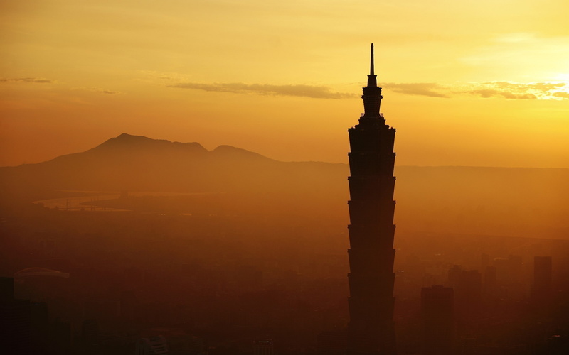 sunrise taipei 101 architecture cityscape city building sunset taipei taiwan, silhouette, travel destinations, sun, skyscraper, nature, sunset, travel