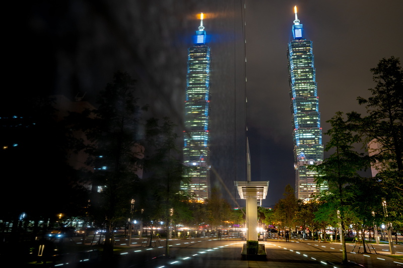 city, no people, street, skyscraper, taiwan, illuminated, office, night, taipei 101, office building exterior, outdoors, transportation, light, taipei