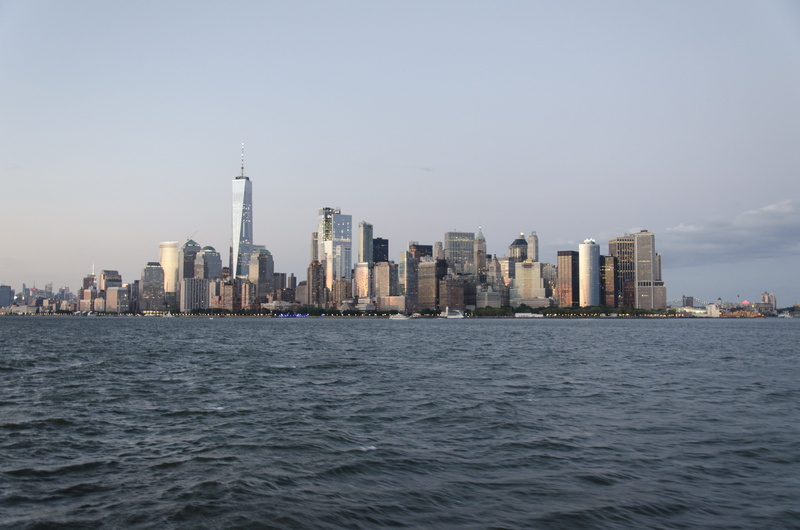 building exterior, office, travel destinations, urban skyline, sky, waterfront, upper bay, harbor light cruise, usa, skyline, new york, landscape, sunset