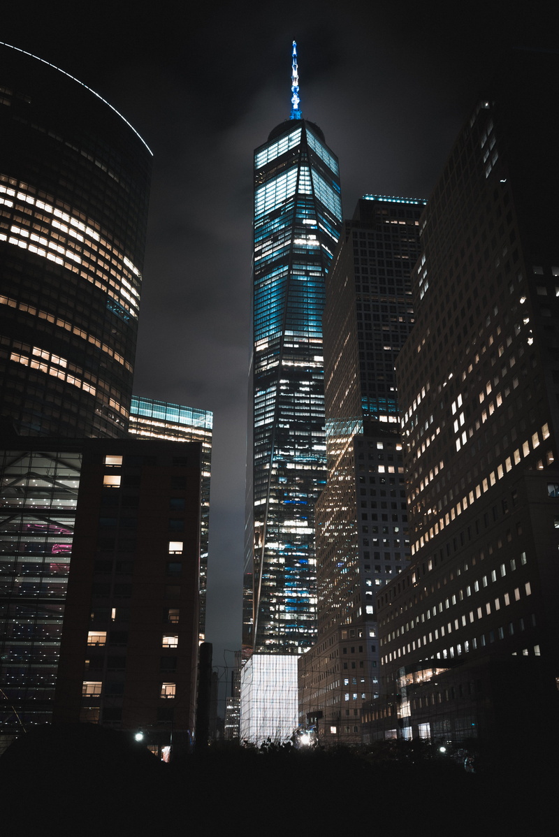 travel destinations, built structure, center, building exterior, trade, tower, illuminated, night, modern, skyscraper, timne, office, building, 2K, cityscape