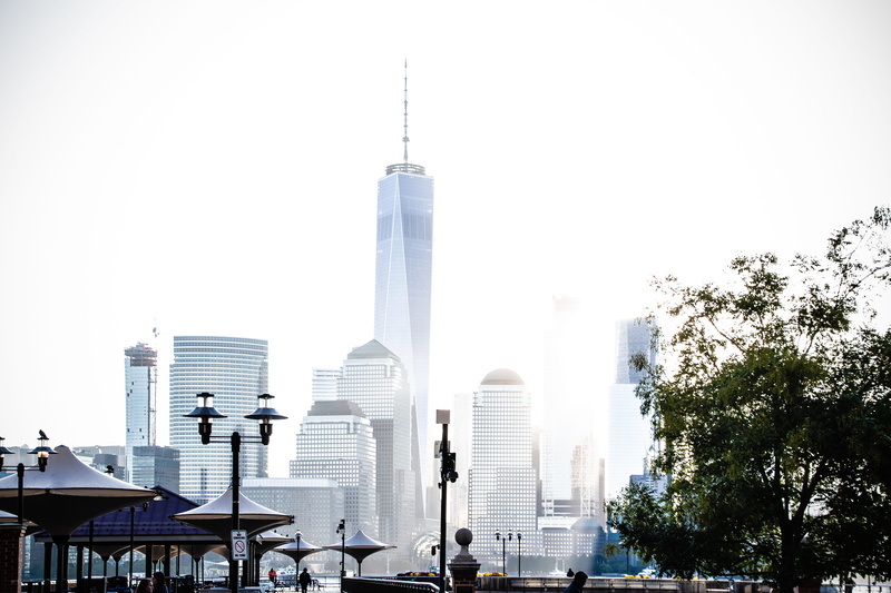 built structure, travel destinations, modern, spire, travel, skyline, clear sky, sky, skyscraper, tall - high, tower, building, urban, tree, 5K, new york city