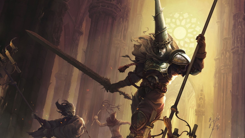 mask, video games, 1080P, Blasphemous, video game art, sword