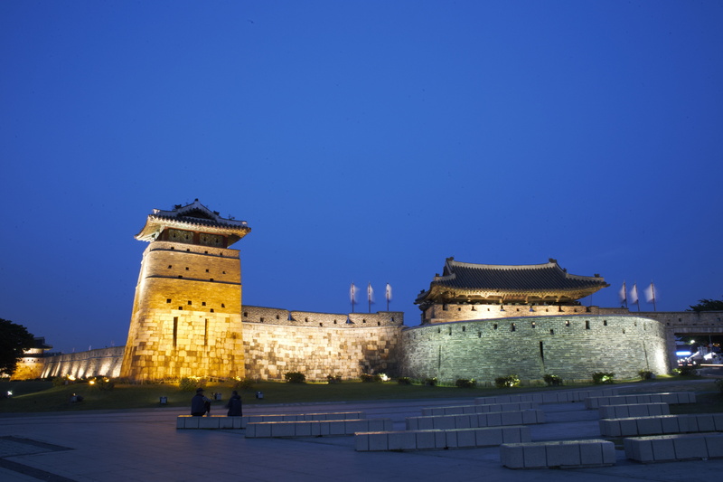 night, travel, city, sky, unesco, clear sky, dusk, travel destinations, tower, illuminated, the, nature, suwon hwaseong, no people, suwon, clock, copy space