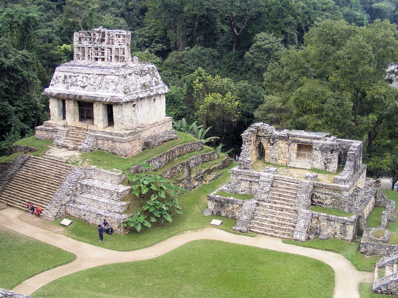 ancient, unesco, built structure, maya city, architectural column, ancient civilization, chiapas, ruins, building exterior, palenque, day, green color