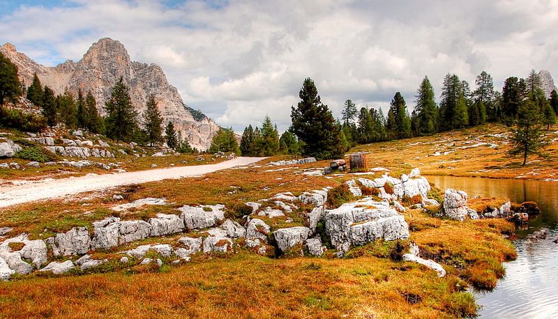 pine woodland, south tyrol, pinaceae, water, 2K, blue, cloud - sky, near, mountain landscape, no people, boulders, plant, rubble field, nature, alpine