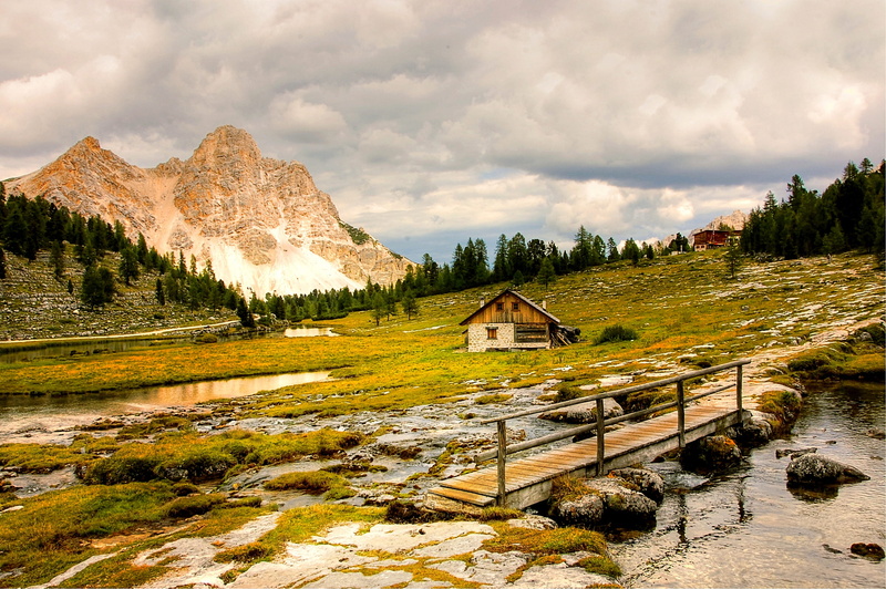 rustic, italy, alpine, Mountains, travel destinations, alm hut, beauty in nature, south tyrol, 2K, water, fanes alm, alp, hut, alpine hut, green, environment