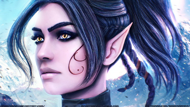 Video Game, Pointed Ears, 1080P, Sebille (Divinity:Original Sin 2), Black Hair, Long Hair, Divinity: Original Sin 2
