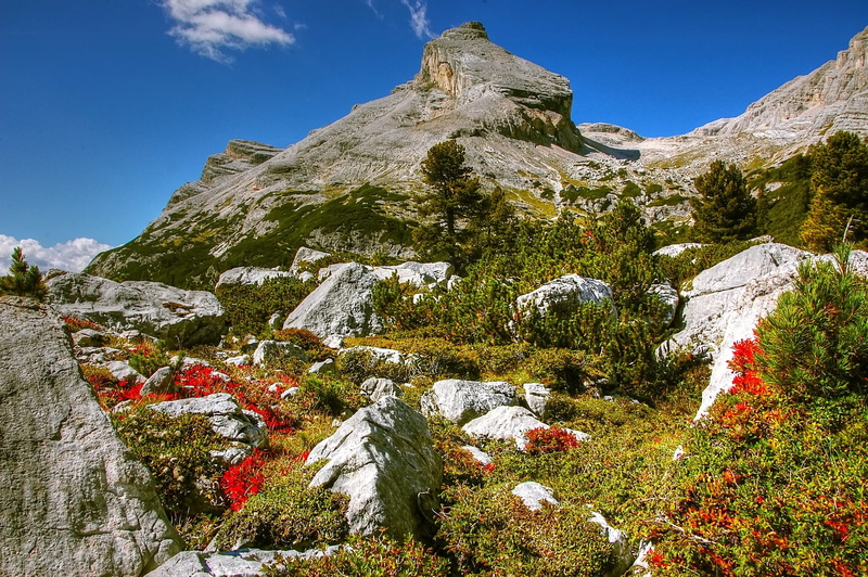 alpine, day, Landscape, scenics - nature, non-urban scene, summer, mountain, sun, Mountains, solid, water, fanes alm, blue, boulders, nature, plant, view