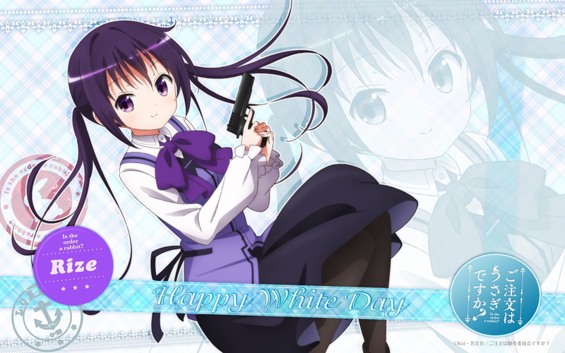 suit, holding, Gochuumon wa Usagi Desu ka?, gun, emotion, full length, front view, anime girls, representation, business person, women, indoors, lifestyles