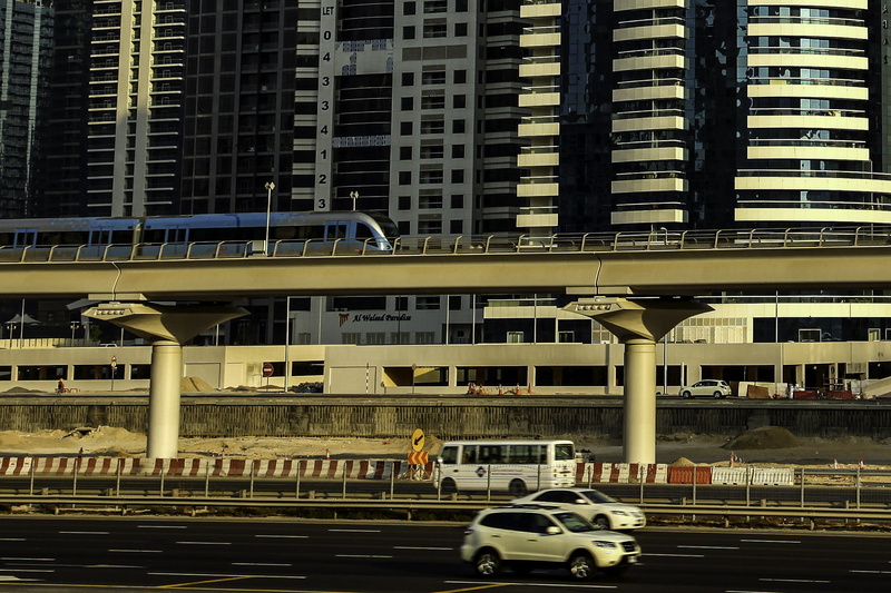 UAE, architectural column, outdoors, s, line, photos, business, bridge - man made structure, land vehicle, motion, metro, downtown District, united, arab