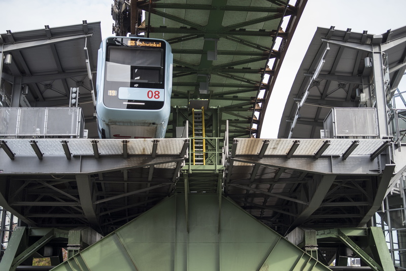 low angle view, train - vehicle, oberbarmen, terminus, building exterior, 5K, connection, metal, built structure, public transportation, outdoors, train