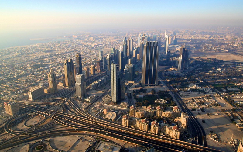 Dubai, cityscape, skyscraper, city, aerial view, urban, 1080P, road