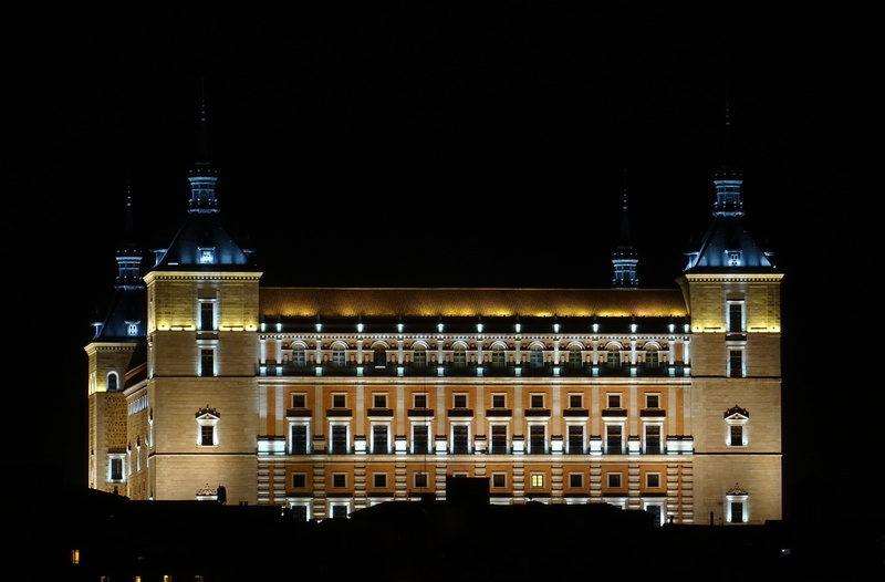 toledo, alcazar, facade, building exterior, built structure, window, dark, container, architecture, history, no people, bottle, building, travel destinations