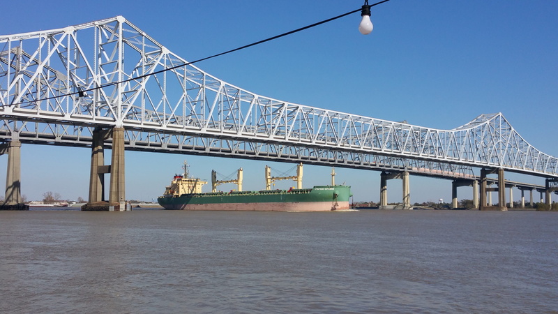 engineering, new orleans bridge, connection, travel, nature, clear sky, sea, new orleans, 5K, sky, bridge, built structure, cargo ship, waterfront, bridge - man made structure