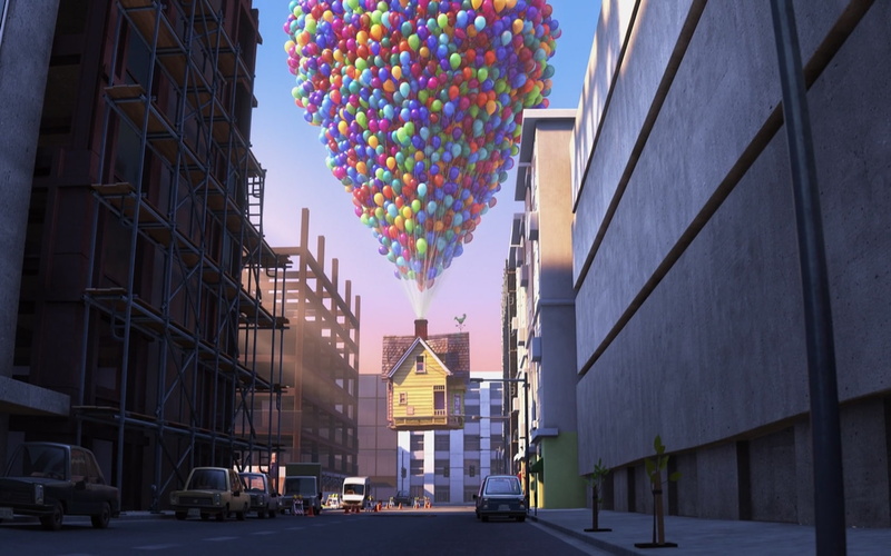 720P, Pixar, cities, architecture, hd, houses, Up (movie), Streets, movie, art