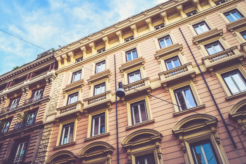 sky, urban, shot, nature, in a row, street, europe, Italy, angle, house, repetition, sunlight, built Structure, outdoors, 4K, apartment, day, side by side