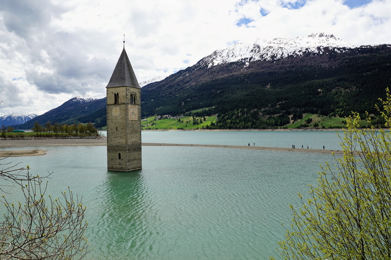famous Place, hike, mountain range, beauty in nature, summer, built structure, Venosta, scenics, enjoy, adige, cloud - sky, religion, curon venosta, place of worship