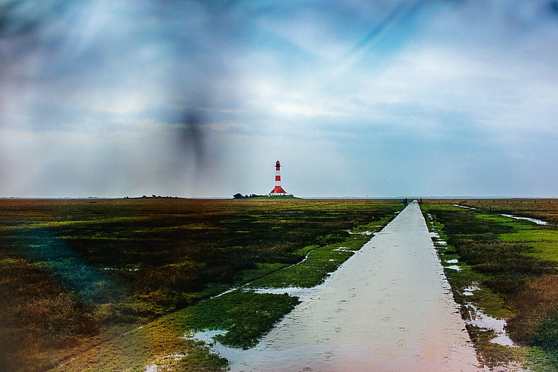 germany, day, lighthouse, architecture, landscape, cloud - sky, direction, holstein, sea, sky, 4K, water, building exterior, built structure, field, reflection