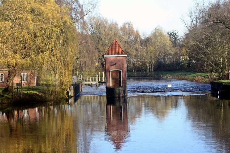 no people, indian summer, 4K, building exterior, beauty in nature, sky, tree, bridge - man made structure, reflection, oste, lake, lock, bremervörde, built structure