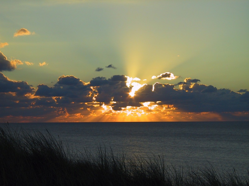 land, sylt, abendstimmung, beach, clouds, idyllic, nature, sun, lens flare, outdoors, sunset, sea, marram grass, horizon, evening sky, no people, 1080P
