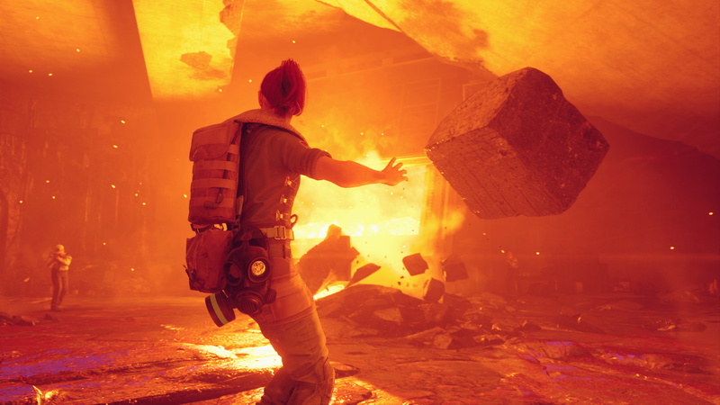 PC gaming, video game characters, screen shot, Control, back, redhead, video game girls, protagonist, Remedy Games, Control 2019 PC Game, 4K, fire, video games