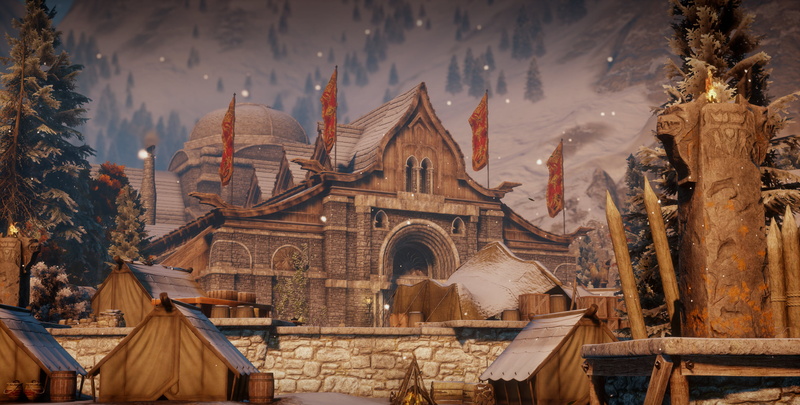 building, orange, mountains, Dragon Age, 1080P, red, Dragon Age Inquisition, Skyhold