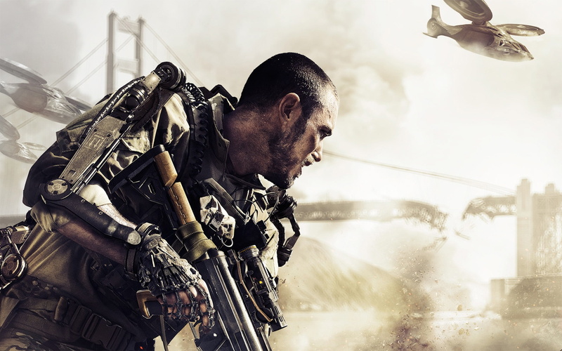 rifle, duty, Warfare, single, COD, male, 1080P, graphics, holding, suit, action, call, black, army, 2014, Advanced