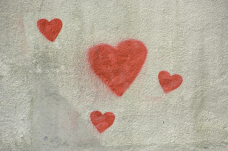 fresco, textile, backgrounds, 5K, positive emotion, urban, white color, creativity, close-up, emotion, painted, city, painting, heart shape, concrete