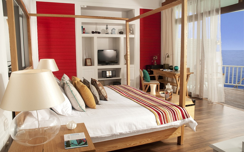 blanket, brown, decoration, hotel, wide, luxury, interi, indoors, flooring, headboard, decor, white, vacations, neat, domestic Room, wood - Material, lighting equipment