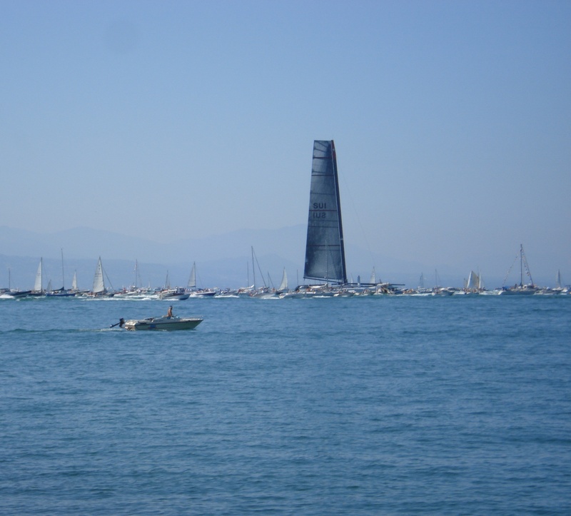 alinghi, outdoors, copy space, day, canvas, nautical vessel, waterfront, clear sky, scenics - nature, yacht, sky, sailboat, blue, transportation, travel