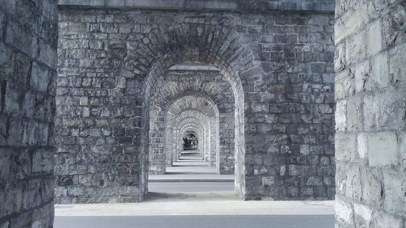 travel, diminishing perspective, archaeology, tourism, arcade, stone wall, switzerland, building, ancient civilization, no people, arch, 4K, building exterior