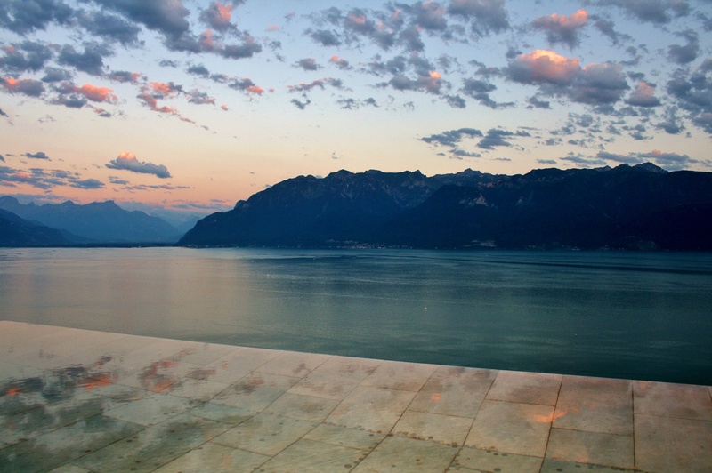lake, cloud - sky, switzerland, scenics - nature, scenics, no people, light, tranquility, non-urban scene, twilight, lausanne, mountain range, lake geneva