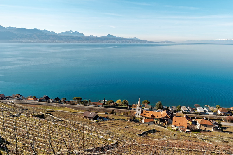 sea, landscape, outdoors, lake, scenics - nature, lavaux, view, no people, nature, land, geneva, tranquil scene, 2K, day, beauty in nature, mountain, switzerland