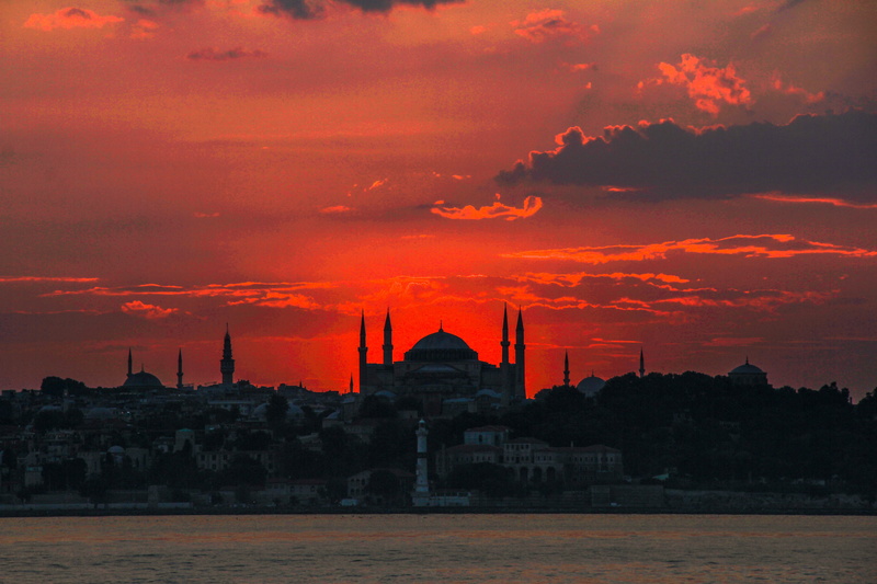 sunset, red, turkey, istanbul, cloud - sky, no people, spirituality, hagia sophia, hagiasophia, dramatic sky, romantic sky, building exterior, tourism