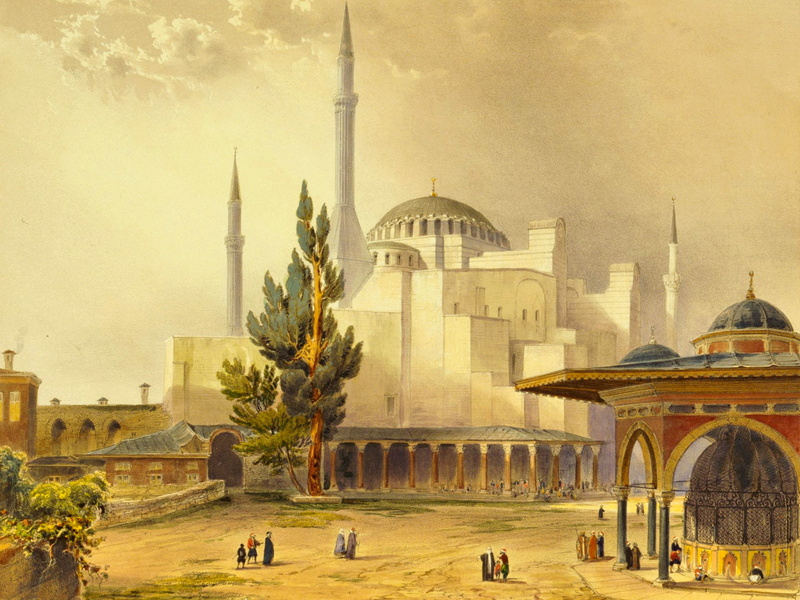 picture, Istanbul, 1080P, the minaret, Turkey, mosque, While Agia Sophia, the city, Hagia Sophia