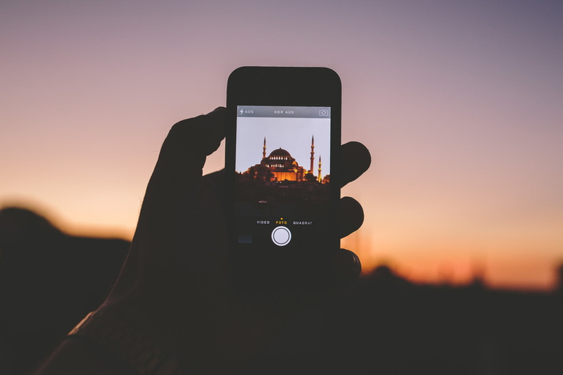 silhouette, iPhone, city, 1080P, photo, Turkey, twilight, hand, Hagia Sophia, Istanbul
