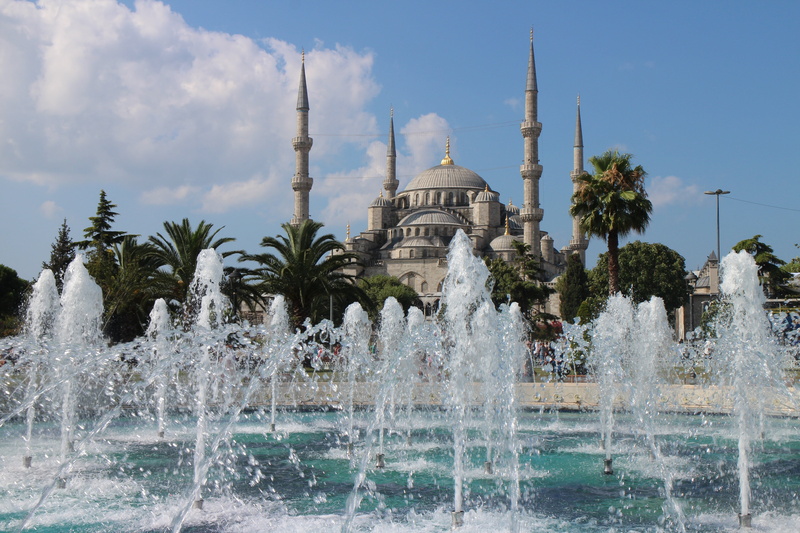 turkey, outdoors, spirituality, built structure, spire, travel destinations, religion, no people, waterfront, istanbul, building, landmark, water, house of prayer
