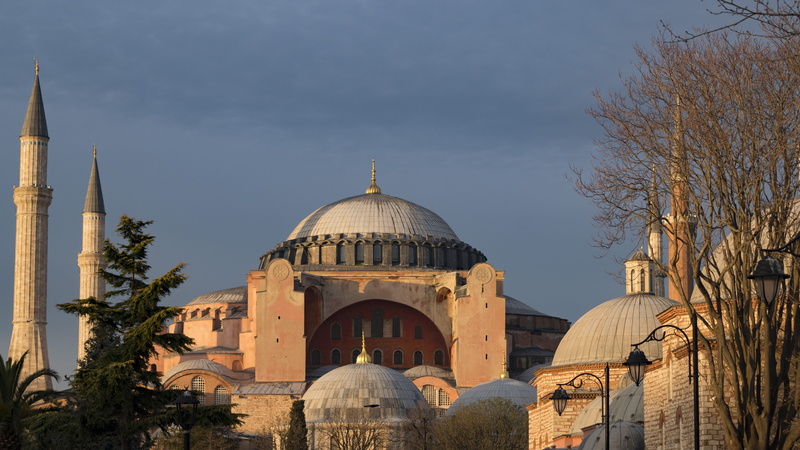 plant, world wonder, tree, mosque, agha sophia, metropolis, spirituality, history, dome, built structure, travel, building exterior, no people, aghasophia