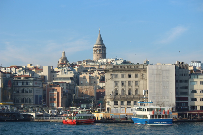 engine, view, galata tower, nature, cityscape, travel, v, background, peace, building, boat, water, the past, city, ship, estuary, clouds, day, bridge