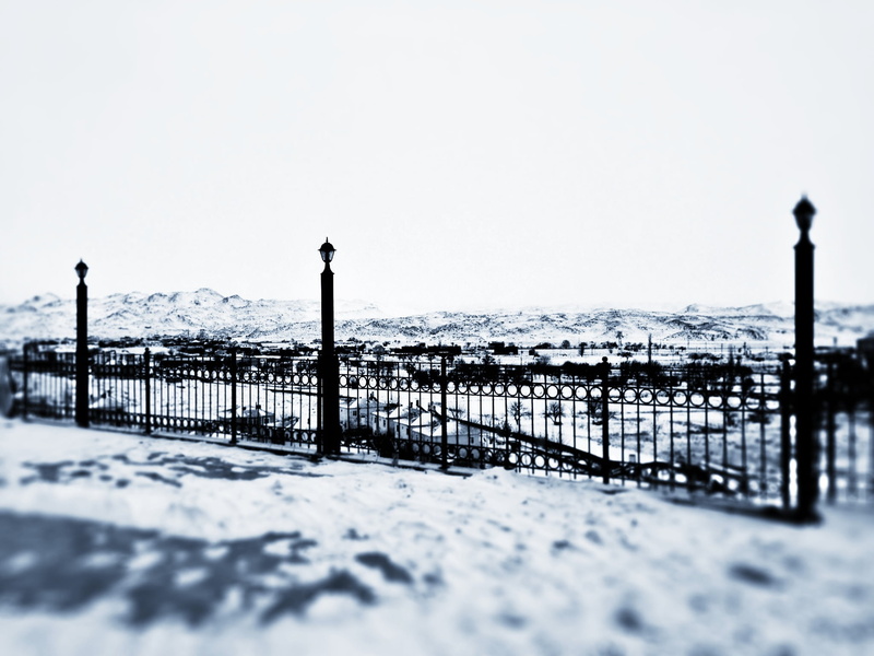 mountain, water, day, outdoors, pond, snow landscape, railing, stairs, 1080P, cloud, fence, winter, snowy road, mountains, christmas, copy space, like ice