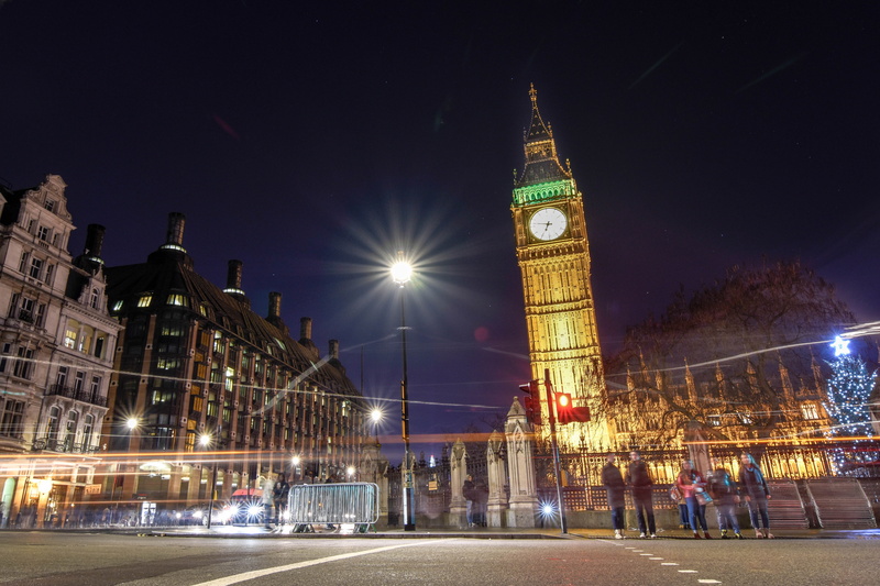 mode of transportation, architecture, city life, london, no people, big ben, tall - high, standing, big, time, motion, near, transportation, building, night