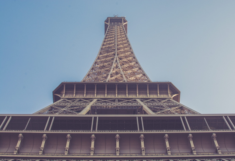 spire, day, sky, city, office building exterior, 5K, eiffel, landmark, low angle view, outdoors, tourism, building exterior, no people, tall - high, financial district