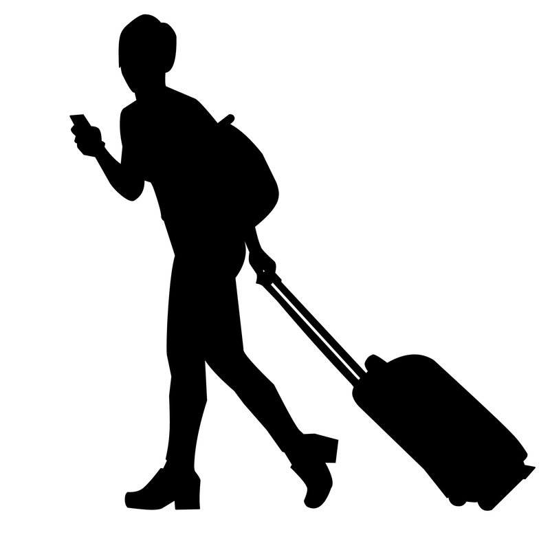 phone, bag, white background, lifestyle, usingphone, cut out, musical instrument, men, lifestyles, standing, suitcase, outline, occupation, one person