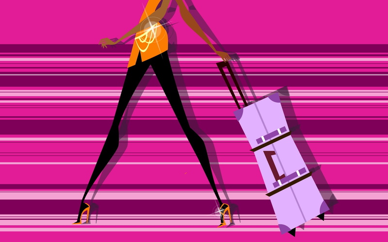 luggage, pattern, pulling, men, girl, yellow, pink color, illuminated, clothing, shopping Bag, 1080P, gift, woman, suitcase, purple, indoors, abstract