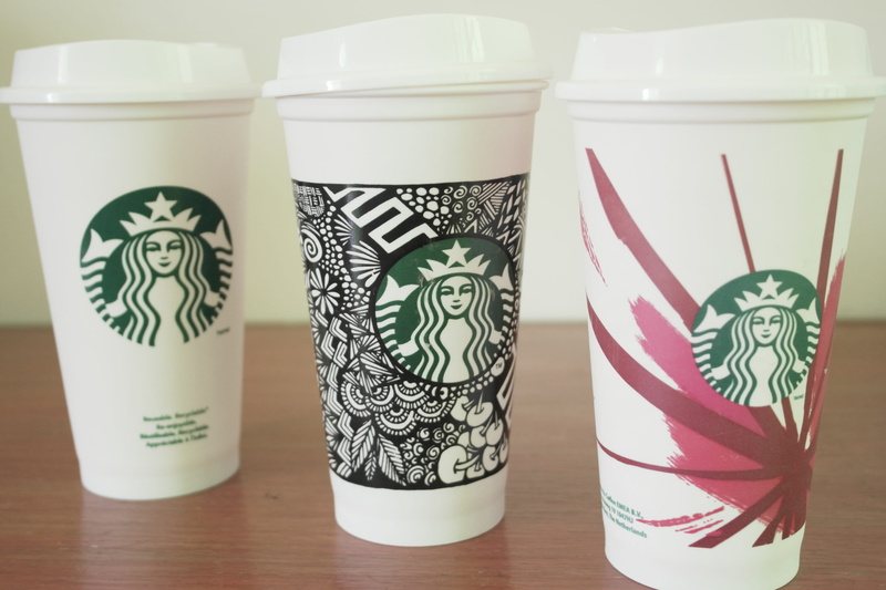 floral pattern, 2K, white, tumblers, three, group of objects, still life, photographing, Starbuck, cafe, surface, choice, jar, creativity, variation, table