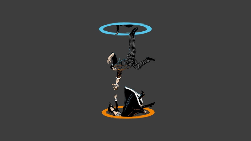 BioShock, 1080P, Portal (game), Elizabeth, Booker DeWitt, falling, Valve, digital art, video games