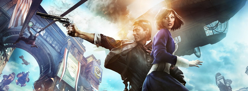 Elizabeth, man, heterosexual couple, women, BioShock, low angle view, nature, young adult, males, two people, Infinite, Games, couple - relationship, happiness