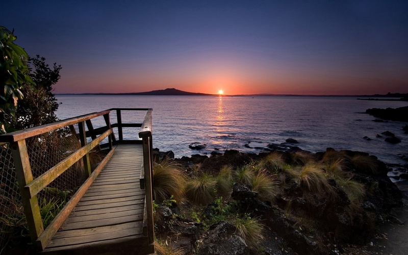 new, coast, sunset, landscape, zealand, new zealand, island, 720P, sea