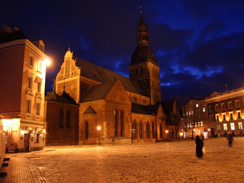 tower, Riga, history, lights, illuminated, travel destinations, 1080P, night, lighting equipment, street light, city, built structure, building, town
