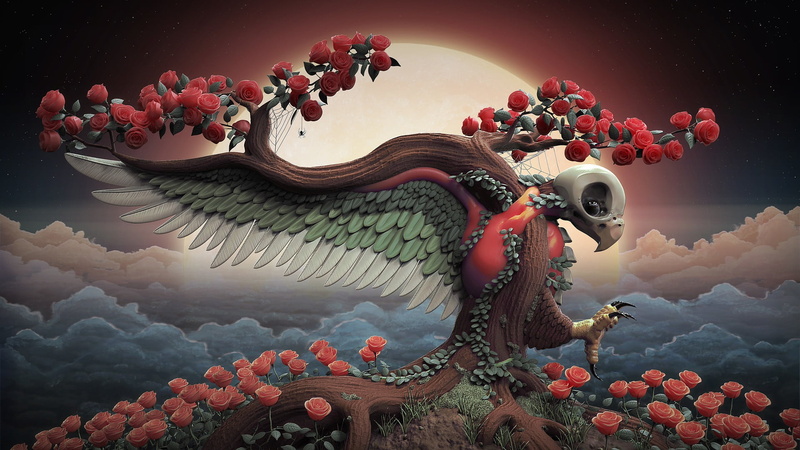 1080P, Mark Van Haitsma, rose, rendering, Tree of Life, flowers